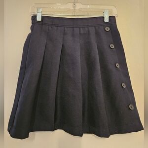 Navy Blue Pleated Skirt